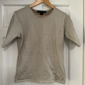 Vintage Ralph Lauren gold/beige mesh knit tee